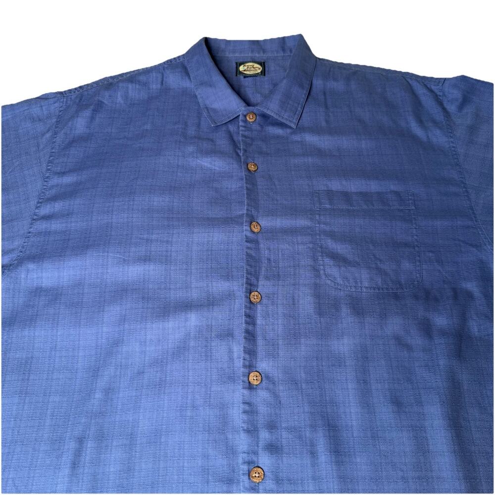 Vintage Tommy Bahama Blue Camp Shirt Men’s 2X 3XL Linen Blend Coconut Button Up